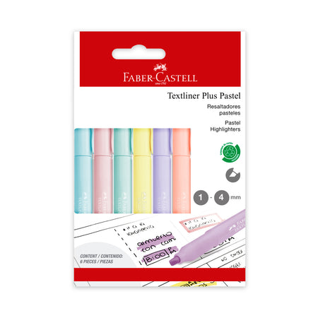 Resaltadores Textliner Plus Pastel x 6 colores en empaque de cartón
