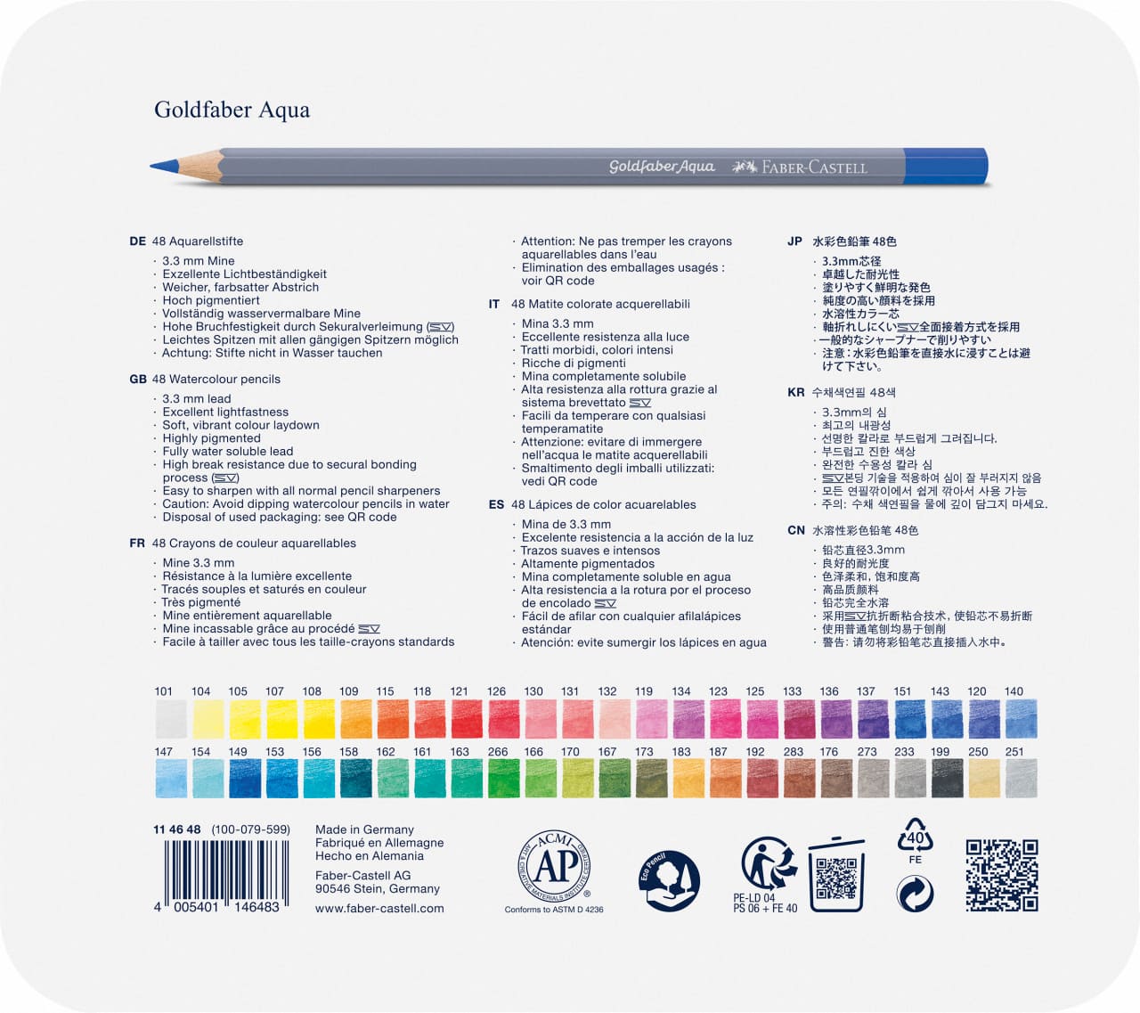 48 Lápices Acuarelables Goldfaber Aqua en estuche de metal Creative Studio