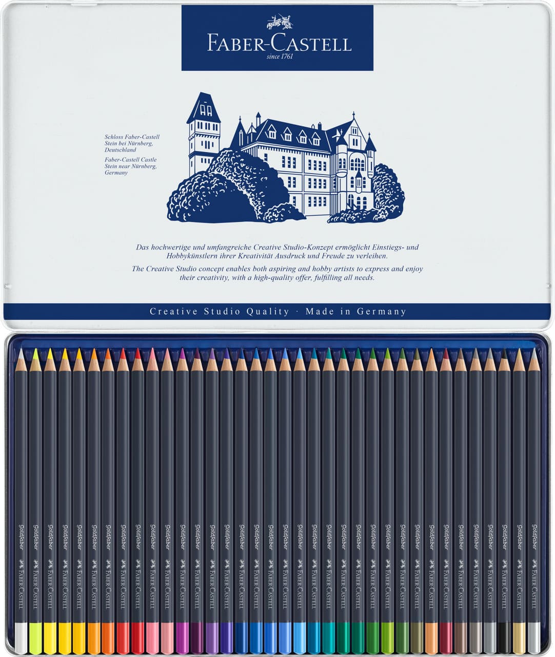 36 Lápices de Color Goldfaber en estuche de metal Creative Studio