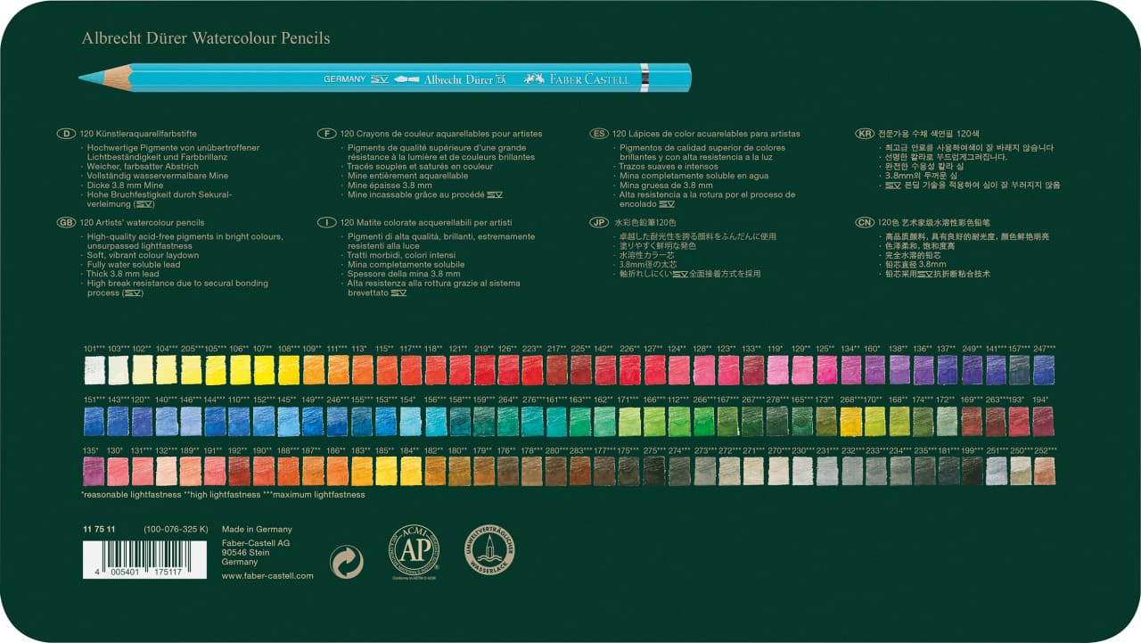 120 Lápices de color acuarelables Albrecht Dürer - Estuche de metal