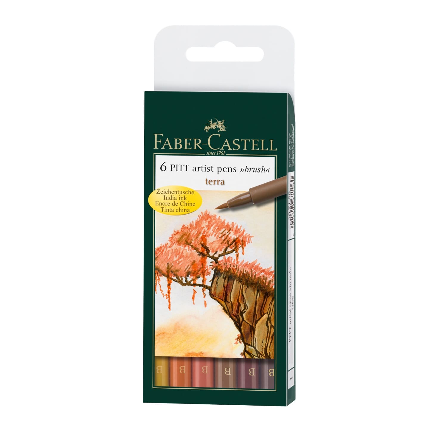 6 rotuladores Pitt Artist Pen Brush, tierra