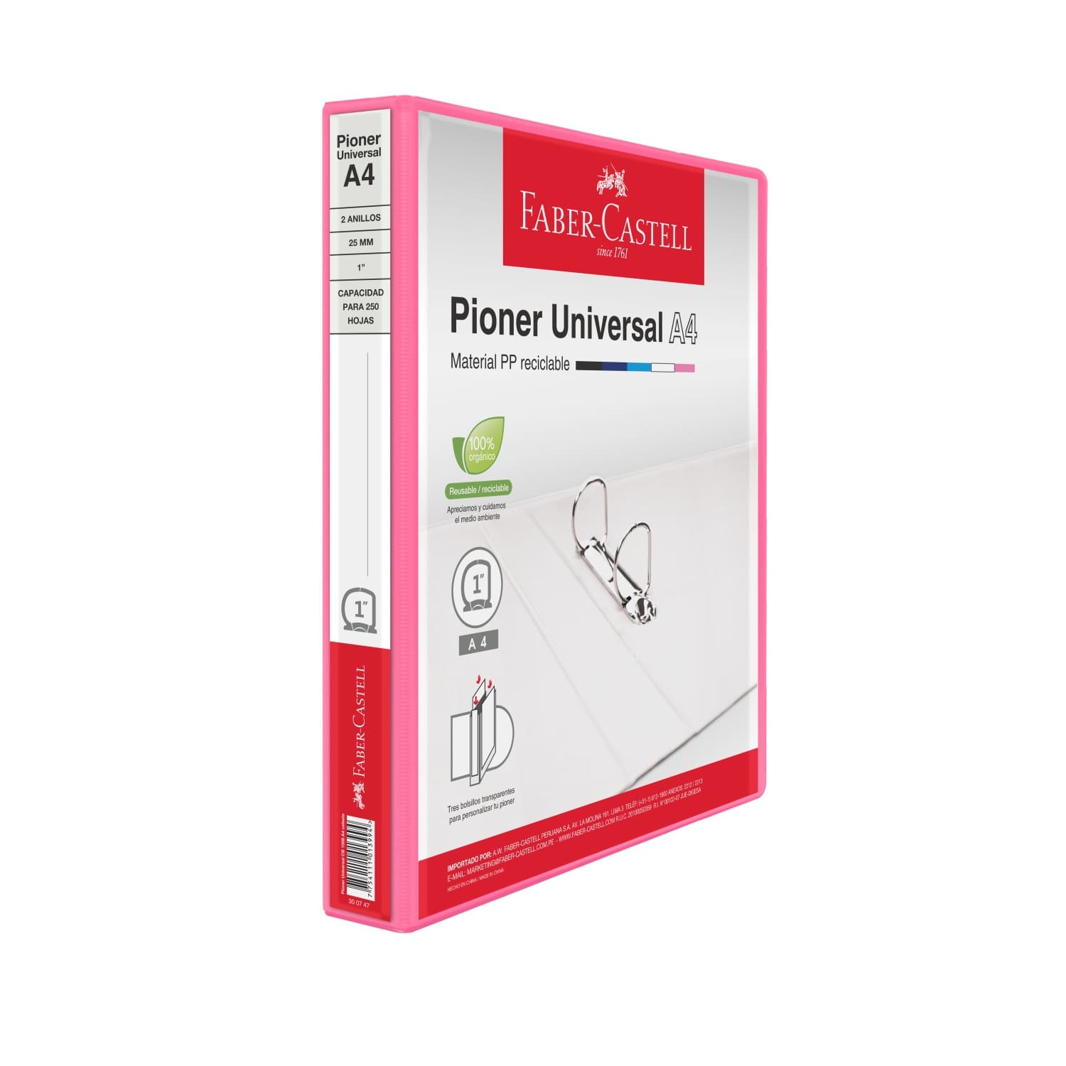 Pioner Universal A4 25mm rosado - Almacena hasta 250 hojas