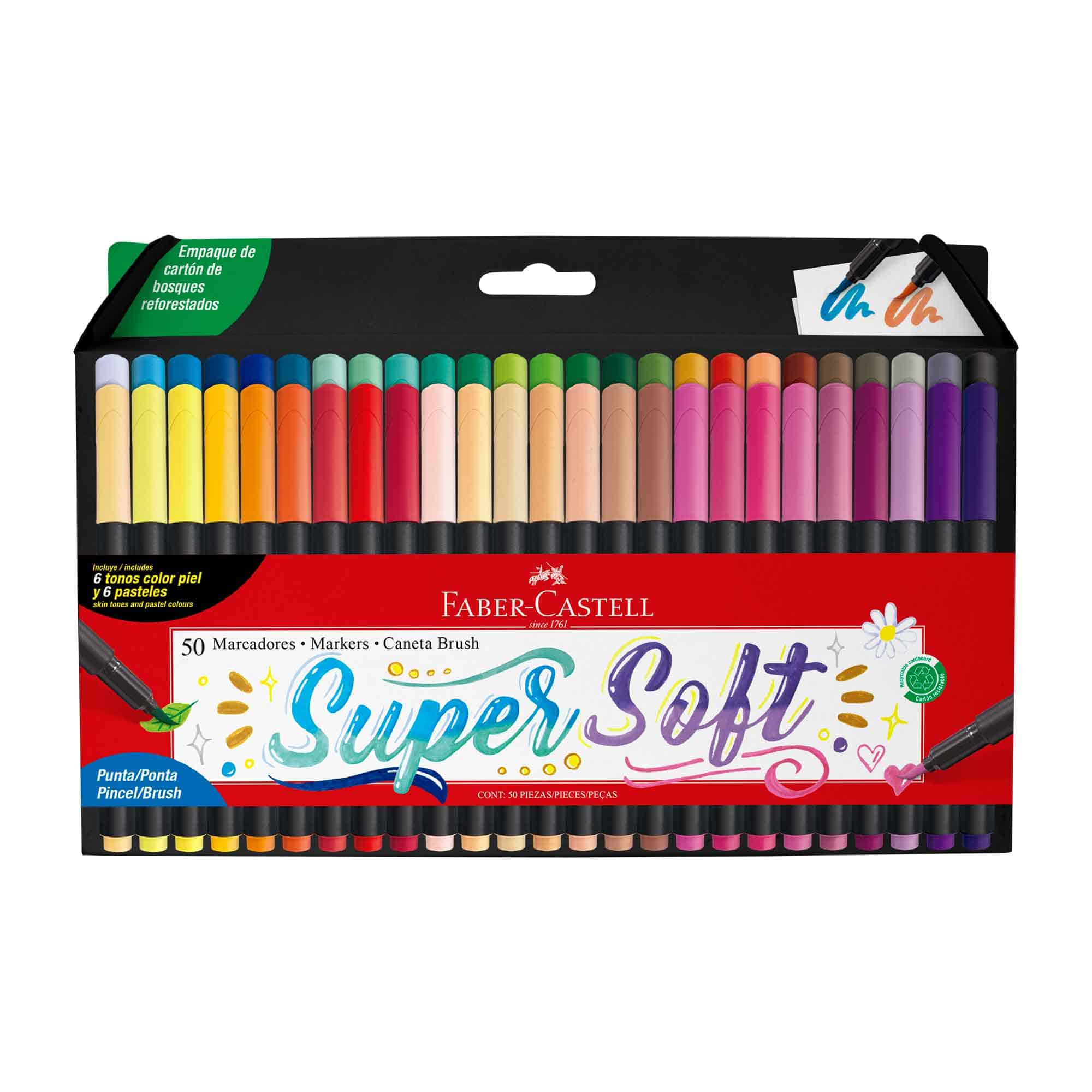 50 Plumones SuperSoft punta pincel para lettering