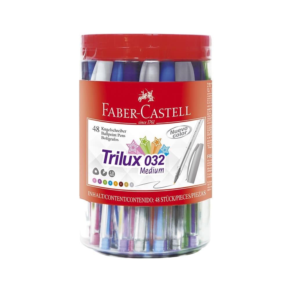 Lapiceros Trilux 032 en 8 colores, pote x 48