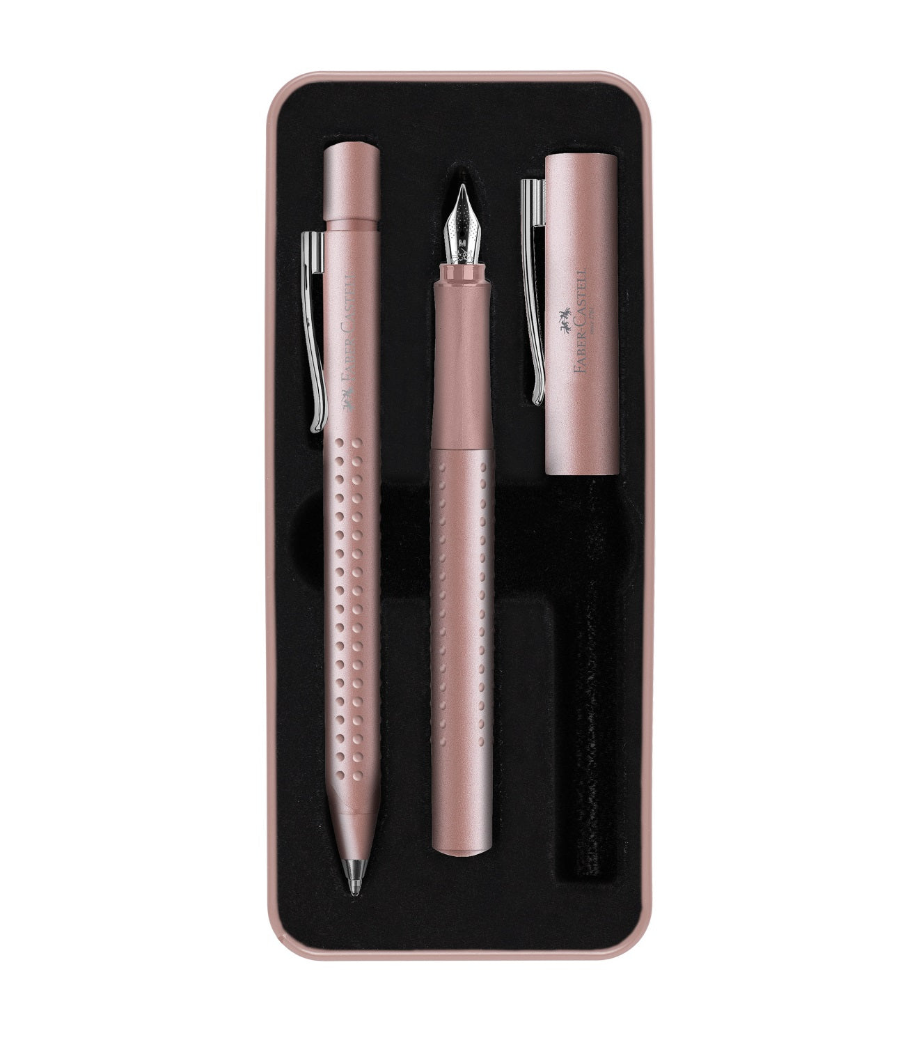 Set de bolígrafo y pluma Grip palo rosa en estuche de regalo