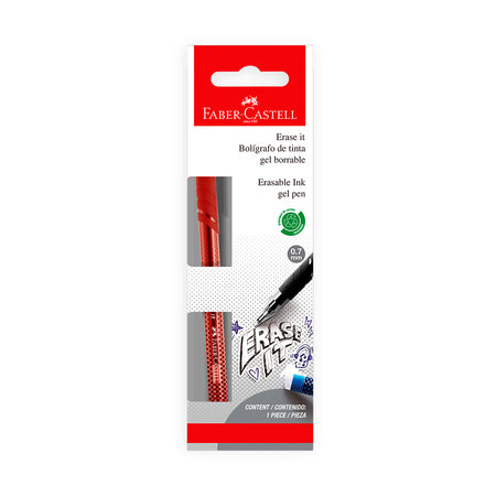 Bolígrafo borrable Erase it co-inyectado rojo - Empaque de cartón