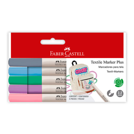 Marcador Textile Marker Plus x 5 colores bl cartón