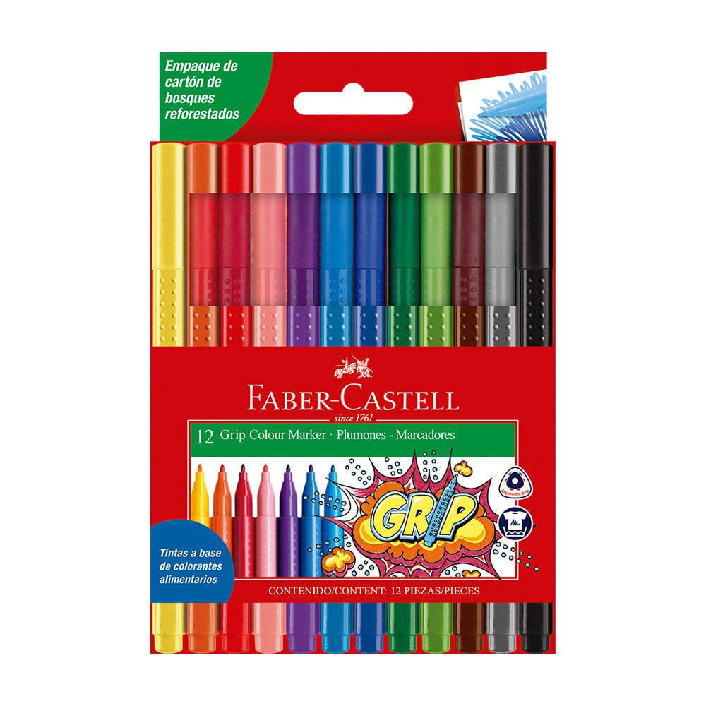 Plumones Grip Colour estuche de cartón x 12