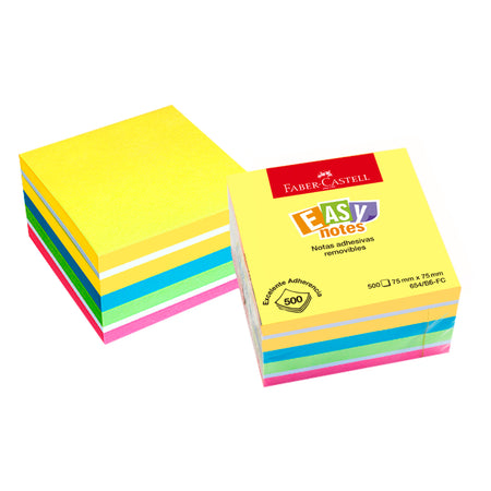 Nota adhesiva Easy Notes 500 hojas colores neón 75x75 mm