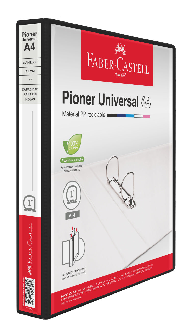 Pioner Universal A4 25mm negro - Almacena hasta 250 hojas