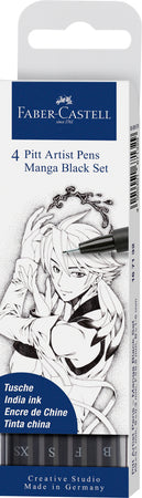 4 Rotuladores Pitt Artist Pen - Manga Black Set (XS, S, F, B) Creative Studio