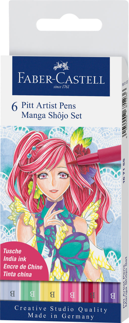 6 Rotuladores Pitt Artist Pen Brush - Set Manga Shôjo Creative Studio