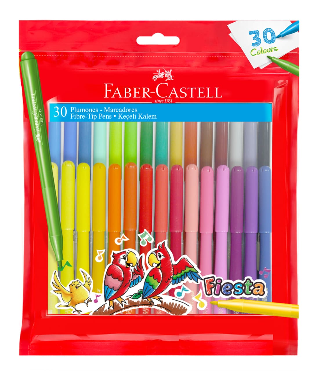 Plumones Fiesta estuche con zipper x 30 colores