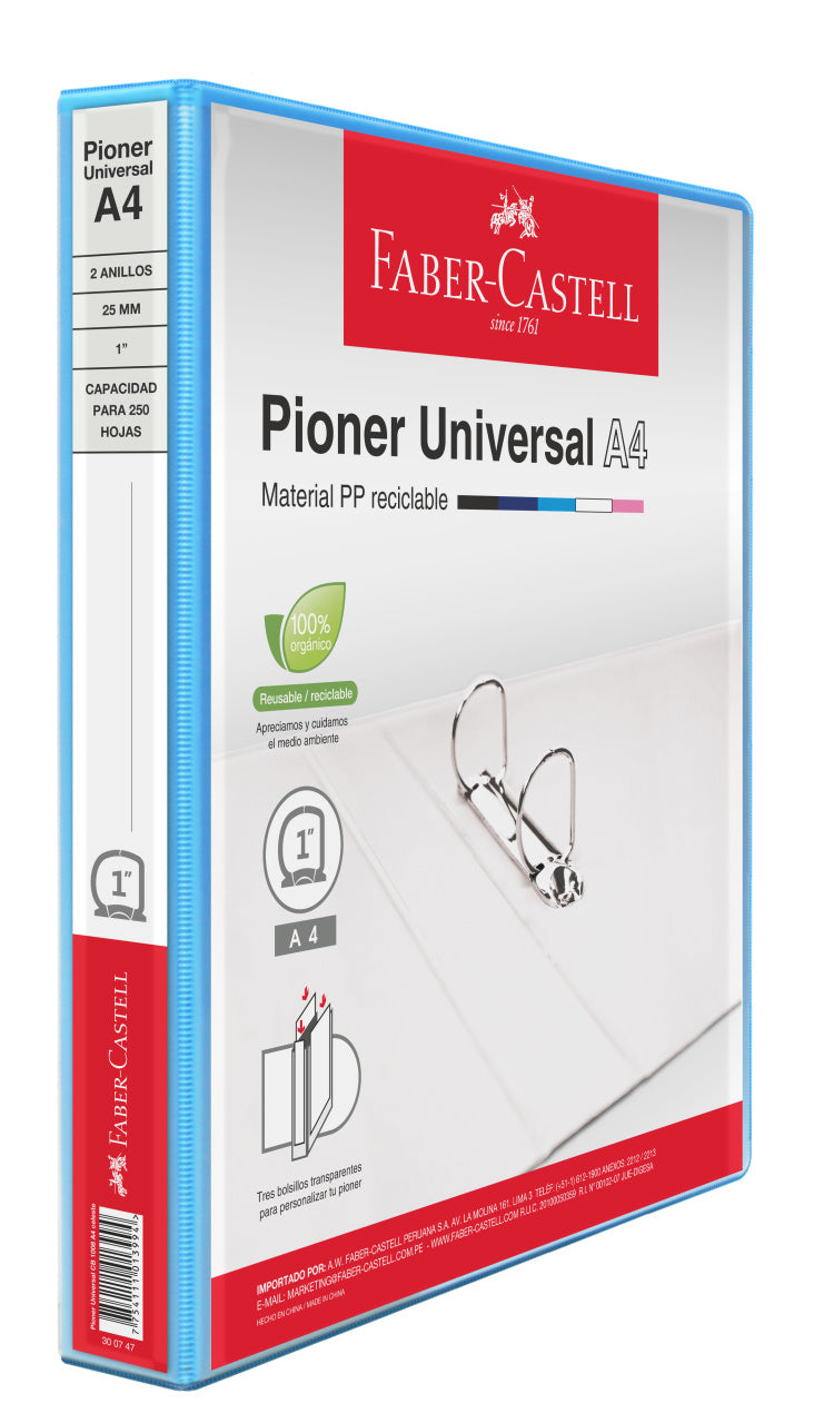 Pioner Universal A4 25mm celeste - Almacena hasta 250 hojas