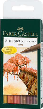 6 rotuladores Pitt Artist Pen Brush, tierra
