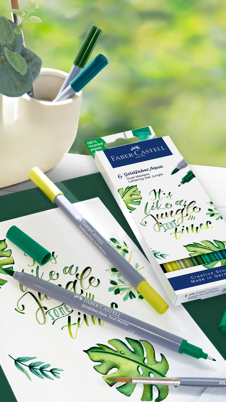 6 Goldfaber Aqua Dual Markers Jungle para Lettering | Doble punta