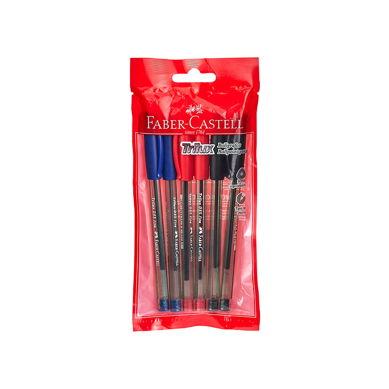 Lapiceros Trilux 035 F, 2 azules, 2 rojos y 2 negros