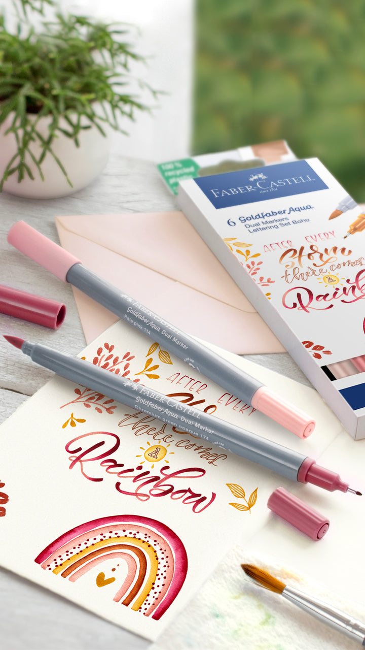 6 Goldfaber Aqua Dual Markers BoHo para Lettering | Doble punta