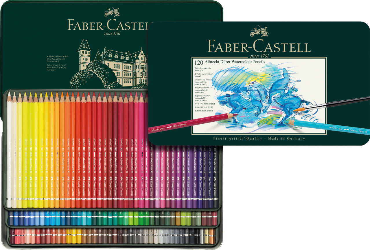 120 Lápices de color acuarelables Albrecht Dürer - Estuche de metal – Faber- Castell Perú