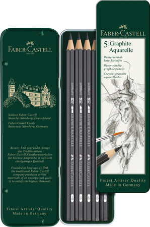 5 lápices Graphite Aquarelle en estuche de metal