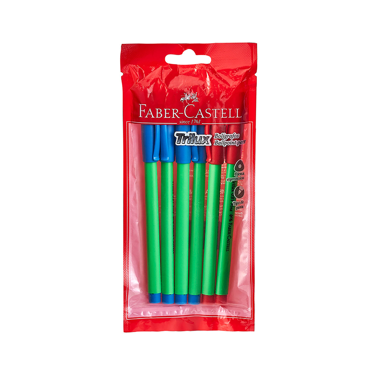 Lapiceros Trilux 031 F 4 azules 2 rojos