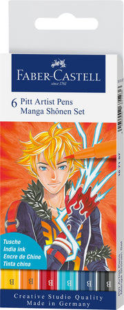 6 Rotuladores Pitt Artist Pen Brush - Manga Shônen Set Creative Studio