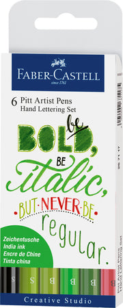 6 Pitt Artist Pen Hand Lettering, tonos verdes Creative Studio