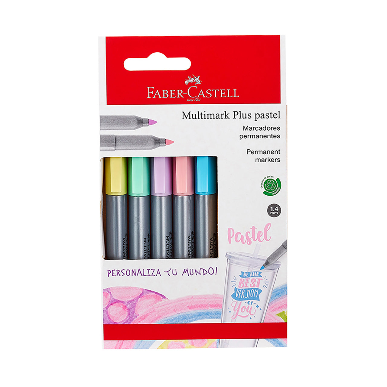 Marcador permanente Pastel Multimark Plus x 5 colores en empaque de cartón