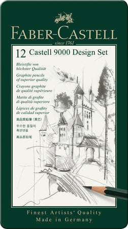 Juego de Diseño con 12 lápices Castell 9000, 5B-5H