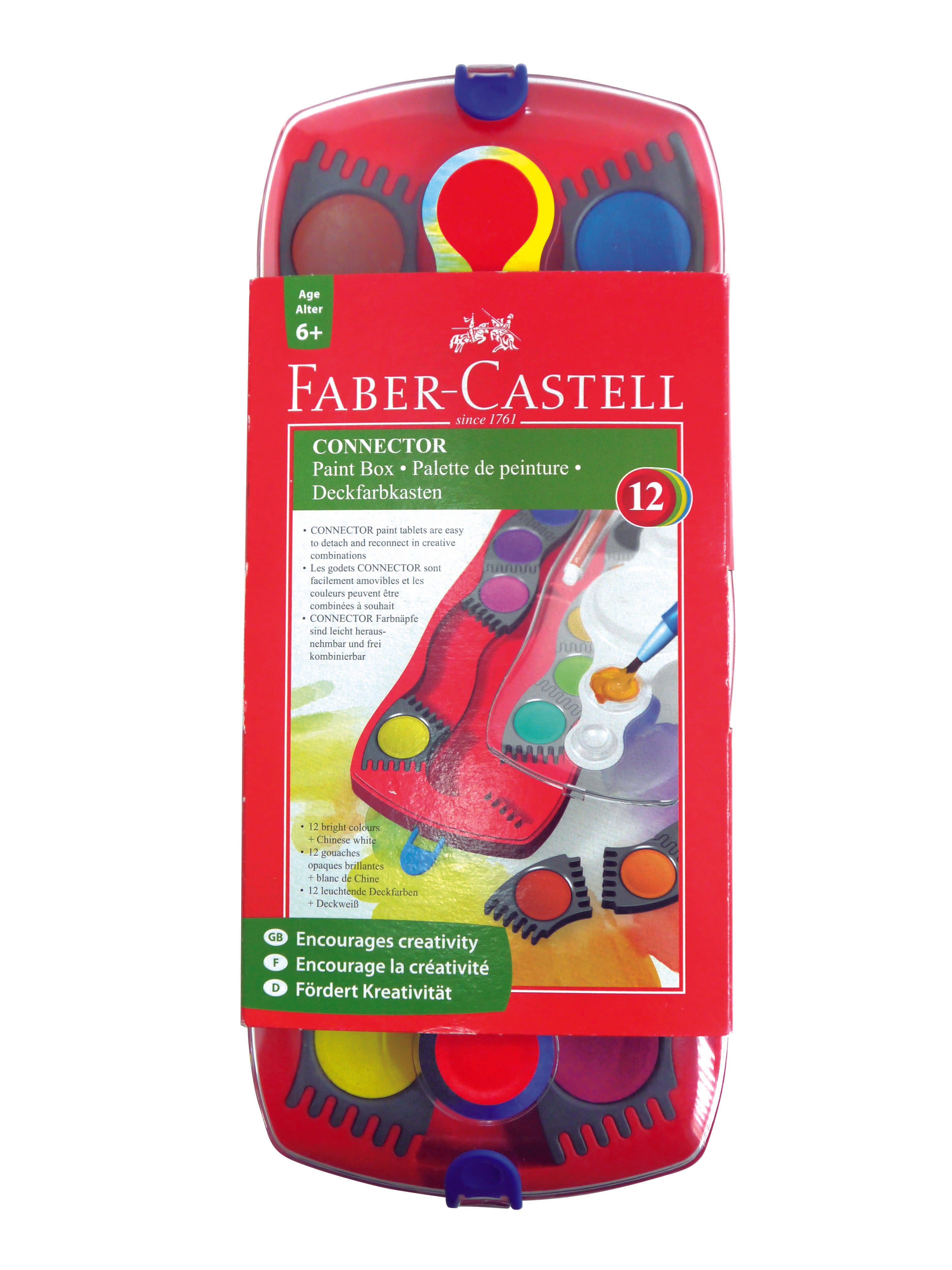 Faber-Castell Juego de pintura de acuarela Connector para niños, 12 colores  de pintura de acuarela, acuarelas para niños de 6 a 8 años en adelante