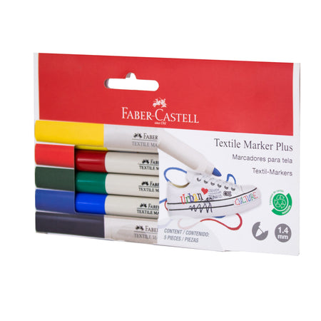 Marcador Textil x 5 Marker Plus Faber Castell